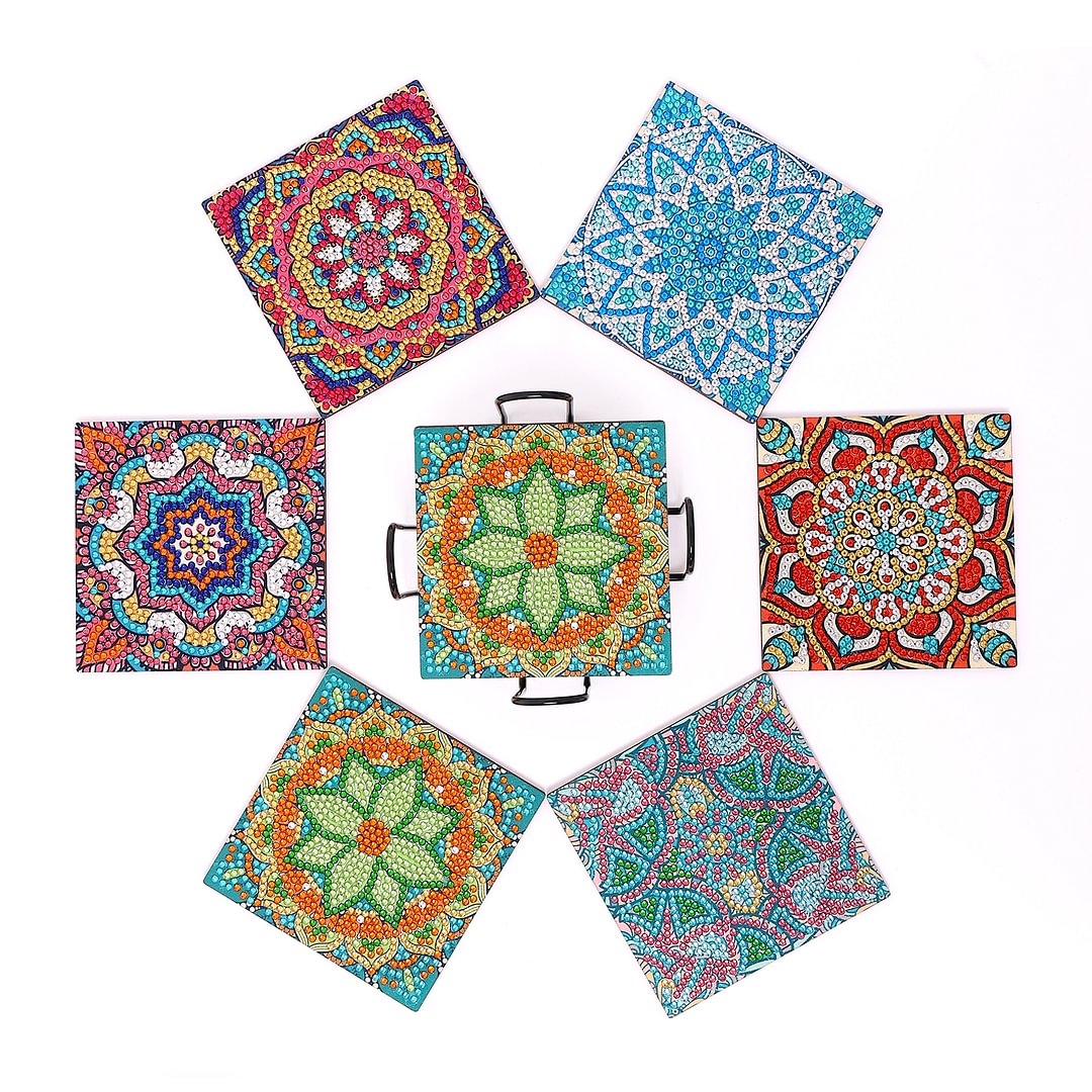 DIY Wooden Square Mandala Coasters Diamond Painting Kits for Beginners, Adults & Kids Art Craft Supplies