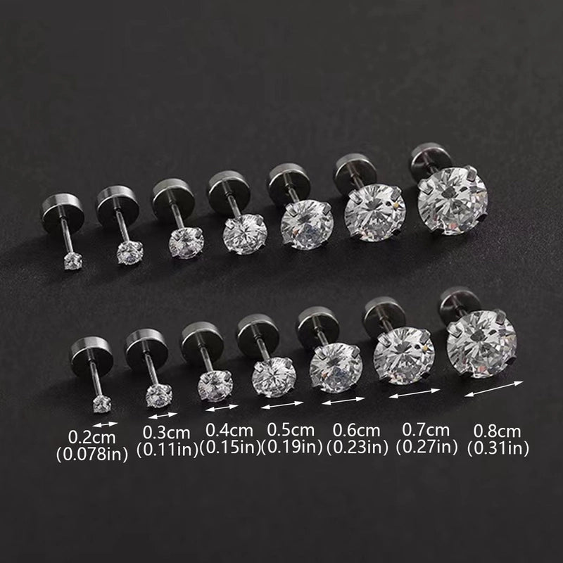 1 Pair Elegant Round Inlay 304 Stainless Steel Zircon 18K Gold Plated Stainless Steel Earrings