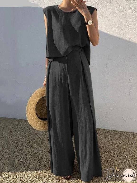 Women's Sets Sleeveless Tank Top & Wide Leg Pants Two-Piece Set