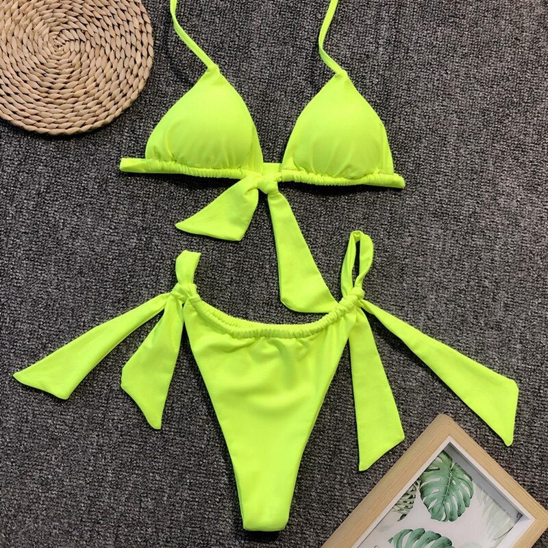 Peachtan Sexy Halter Bikinis 2022 Mujer High Cut Swimsuit Women Bathing Suit Biquini Push Up Swimwear Bathers Summer New Micro