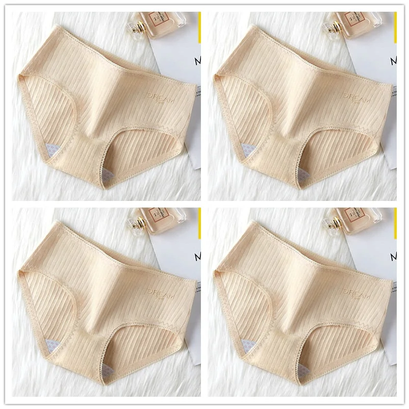 4Pcs Underwear Women Cotton Panties Sexy Brief Lace Underpants Cute Briefs Girls Ladies Lingerie Erotic Knickers Female 2021