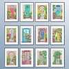 12pcs Doors DIY Mini Square Diamond Painting Set 15x18cm