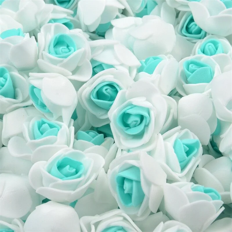 50PCS PE Foam Artificial Rose Flower Head Handmade DIY Wedding Home Decoration DIY Scrapbooking Double color Fake Flowers Craft