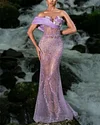 Women's Purple Mesh Sequin Dress