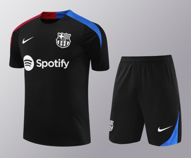 24/25 Barcelona Training Kit Short Sleeve Black Football Shirt Thai Quality