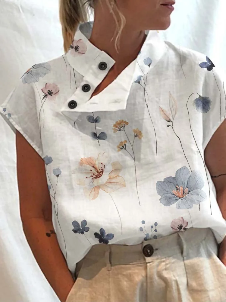 Ink Flower Art Comfy Short Sleeve Tunic