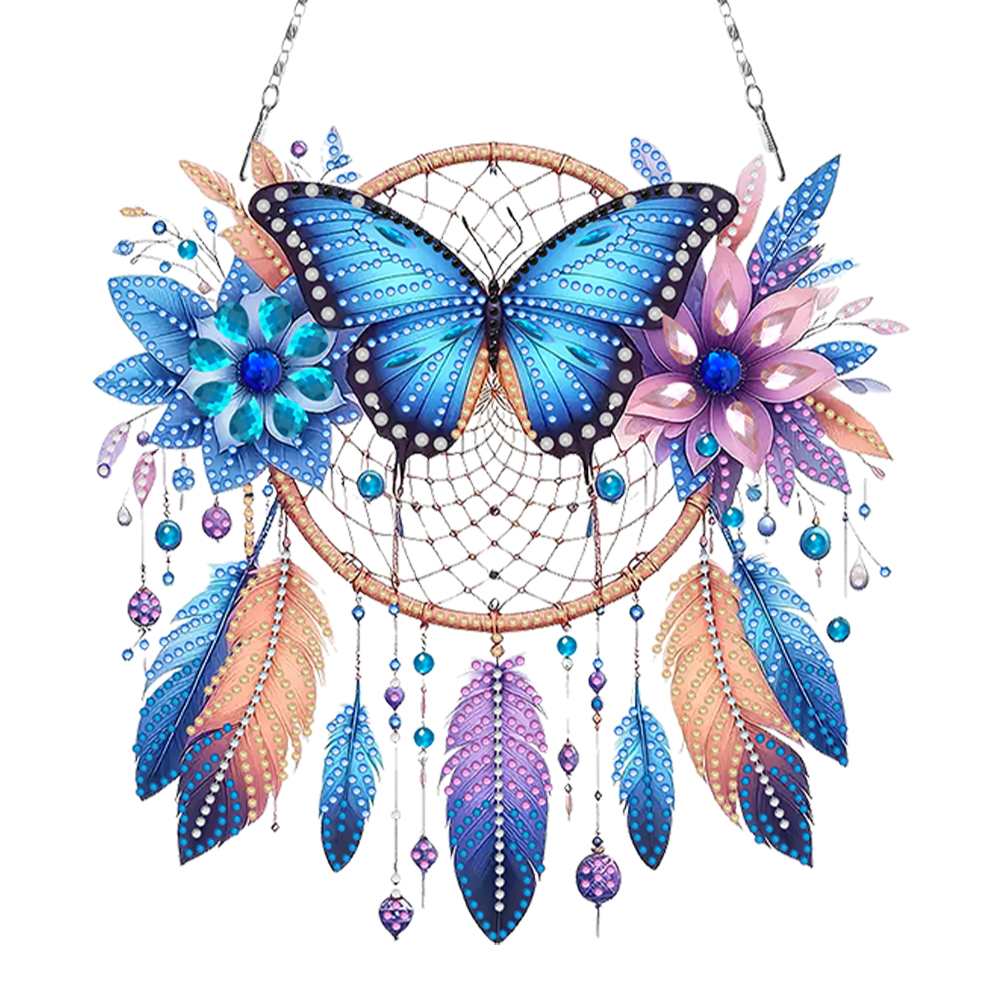 Butterfly Dream Catcher DIY Diamond Painting Pendant for Home Wall Window