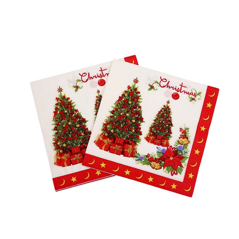 20pcs Christmas Paper Napkins Santa Claus Snowman Merry Christmas Decorations for Home New Year Disposable Tableware Supplies