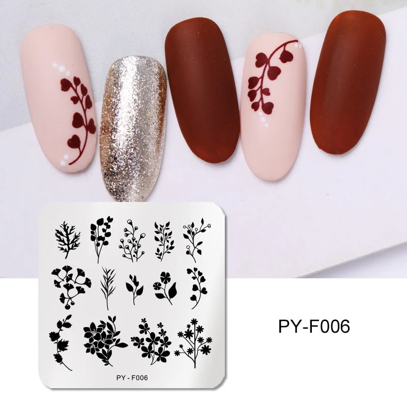 PICT YOU Nail Stamping Plates Snow Winter Nail Art Stamp Template idea nail Image Plate Stainless Steel Stencil Tools-Nail Inspo