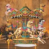 (US Only)Acrylic 2D Flat Dogs Carousel DIY Desktop Diamond Art Kits Bedroom Table Decor