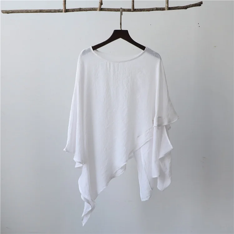 Irregular Solid Color Short Sleeve T-Shirt