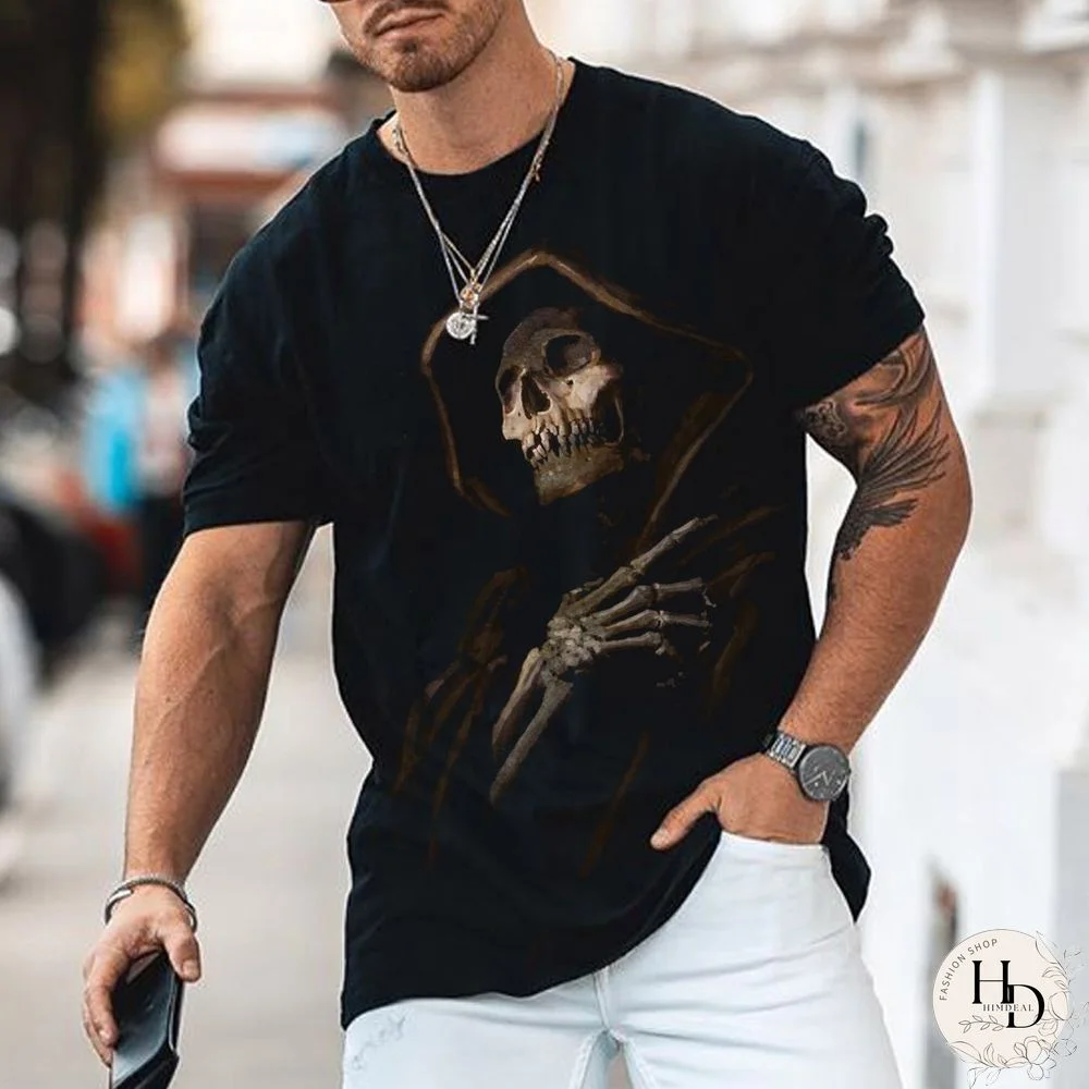 Fashion Black Skull Mens T-Shirt