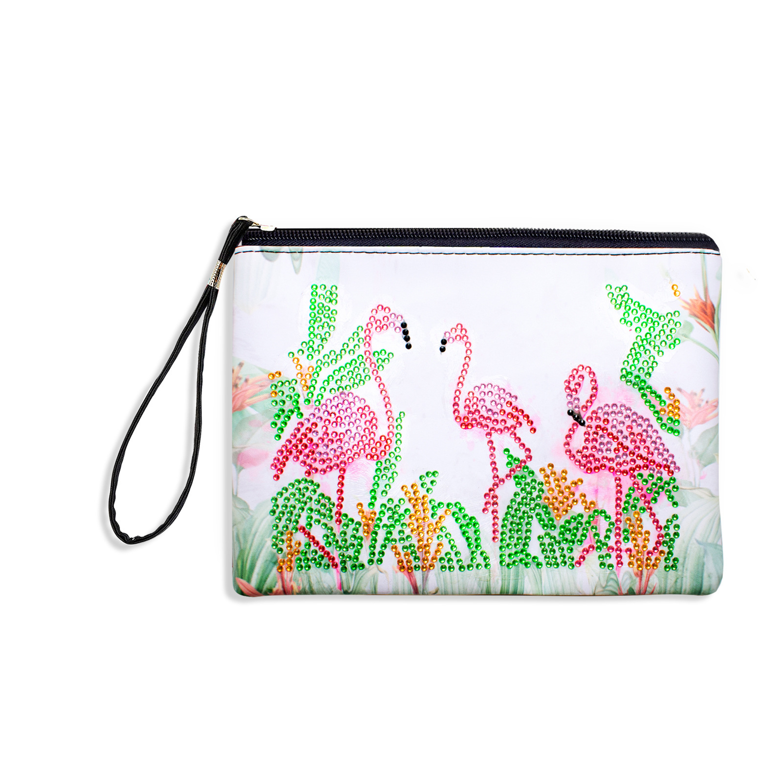 Cross mirror 5D DIY Diamond Painting Handbag Makeup Bag, Flamingo Style Handmade Diamond Art Craft Bag