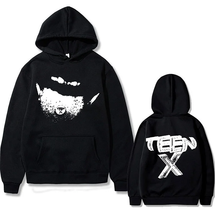 Hip Hop Teen X Double Sided Print Hoodie Loose Sweatshirts at Hiphopee