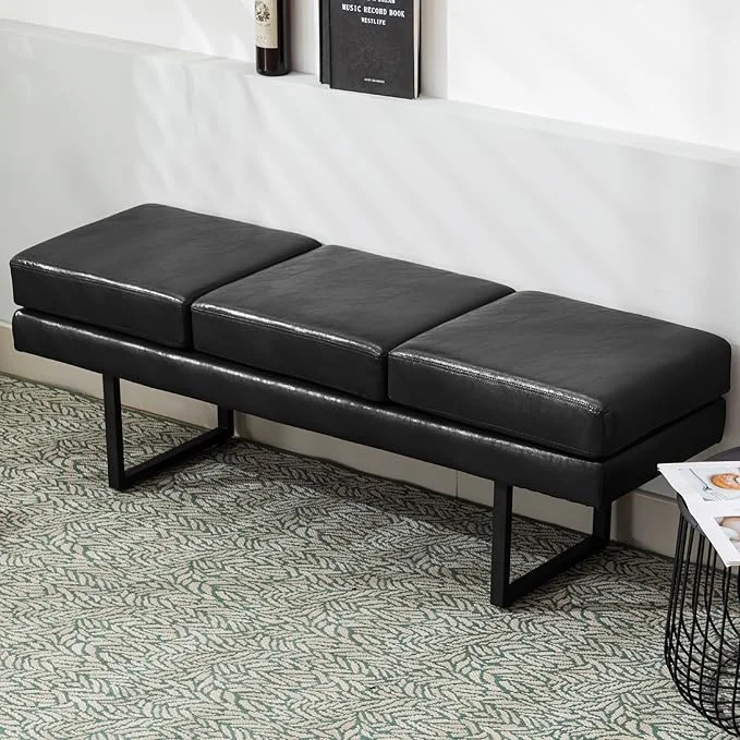 Waiting Room Chairs Bench Seat,Office Guest Receptions Bench,57 Inches Conference Room Chairs with 3 Seats,Upholstered Lobby Chairs Salon Shop,Entryway Leather Bench for Bedroom,Living Room