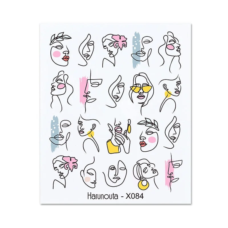 Harunouta Black Ink Blooming Marble Pattern Water Decals Stickers Black Line Flower Leaves Face Slider For Summer Nail Art Decor-Nail Inspo