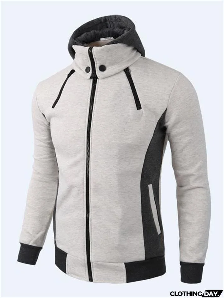 Ultra Warm Front Zip Up Collar Pocket Hooded Sweatshirt