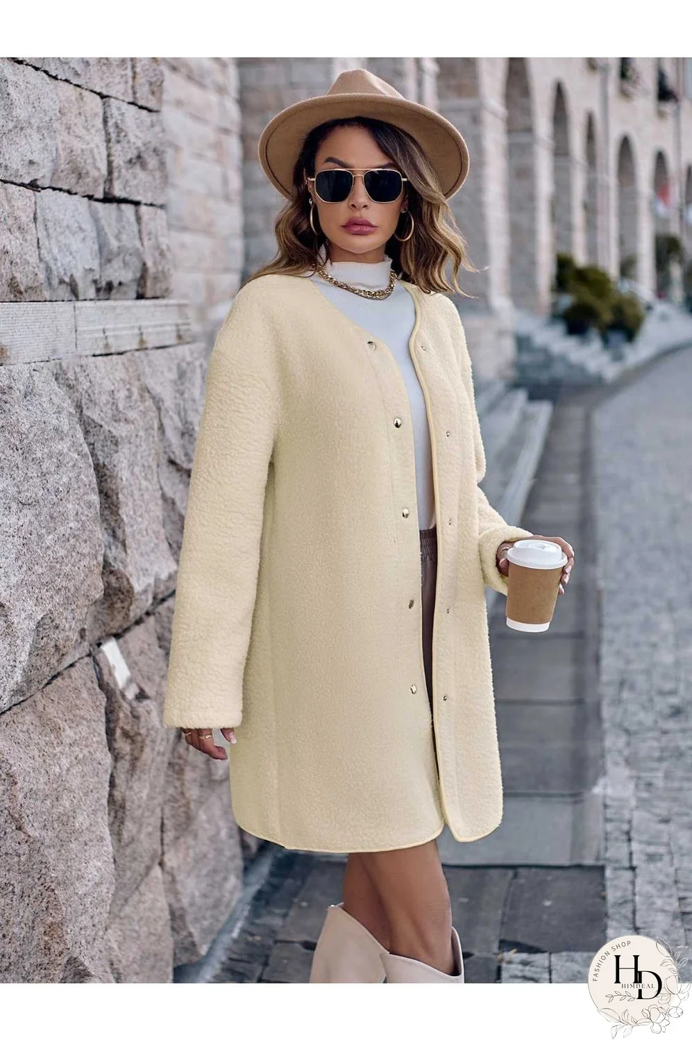Snap Down Drop Shoulder Coat