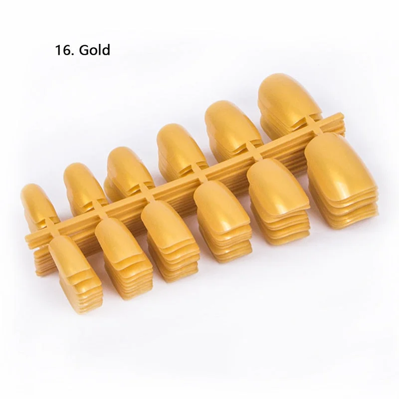 120pcs/pack 20 Colors Full Cover Nail Tips Short Design Fake Nails Square Faux Ongles Acrylic Frenc False Nails Art Tips Tools-Nail Inspo