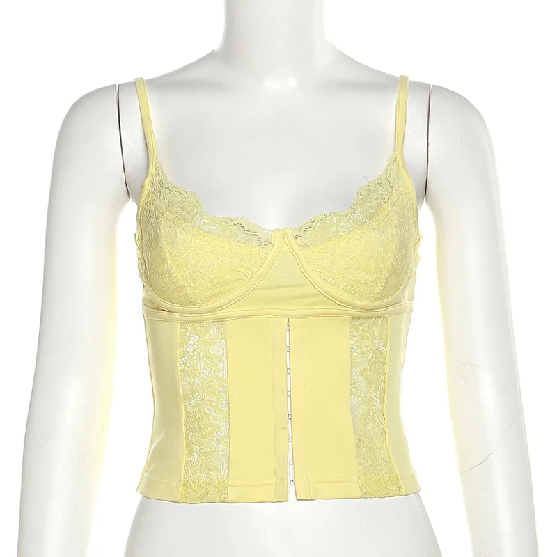 Nigikala Nigikala Summer Fashion Trend Women's New Sling V-Neck Dew Lace Lace Vest