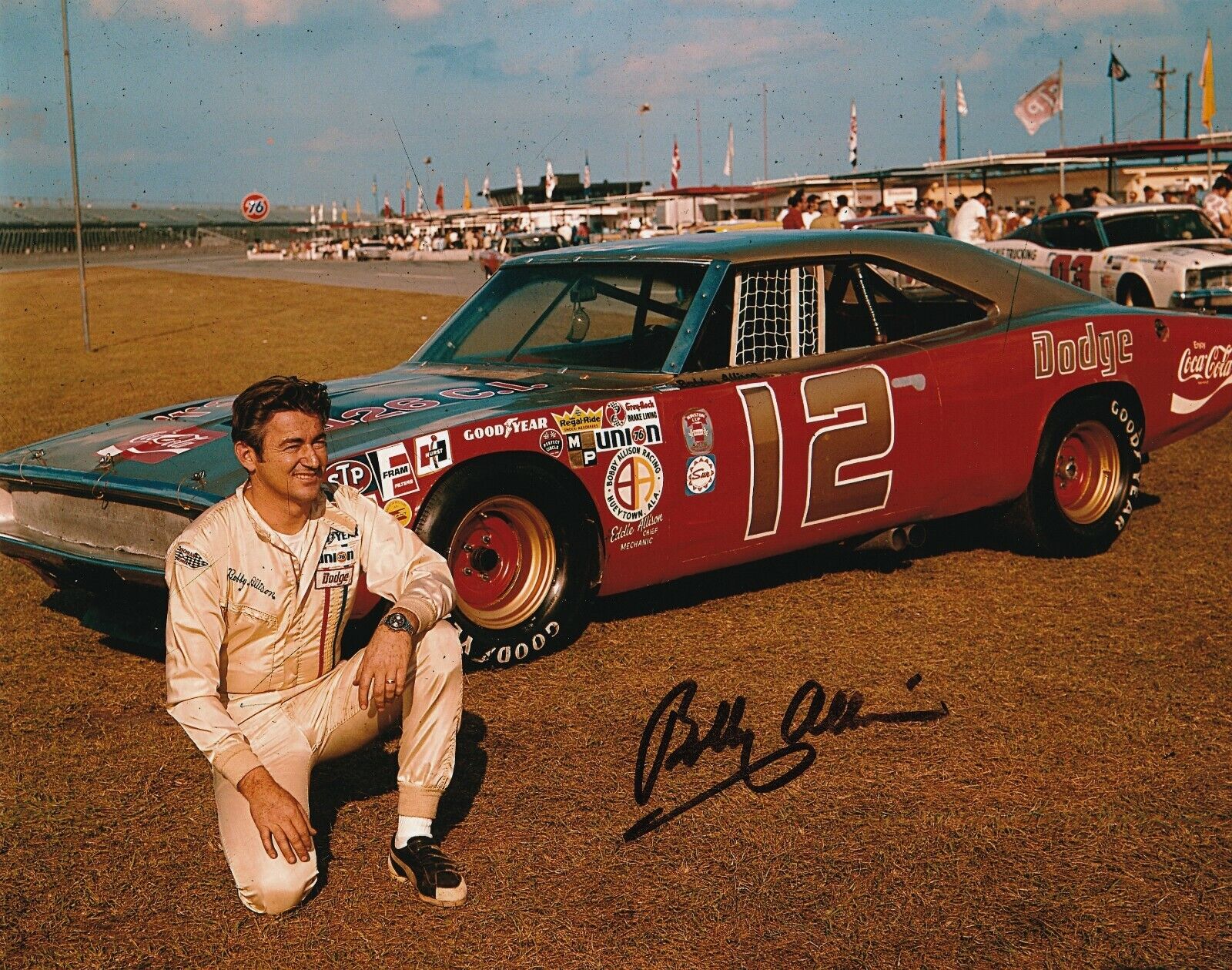 Bobby Allison REAL SIGNED Photo Poster painting #1 COA Autographed NASCAR Racer Alabama Gang