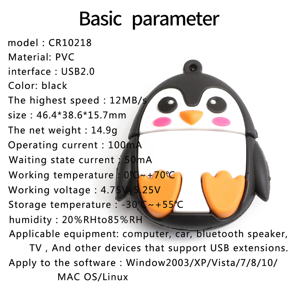 

Cartoon Penguin USB Flash Disk Pendrive Memory Stick 4G/8G/16G/32G/64G/128G, 501 Original