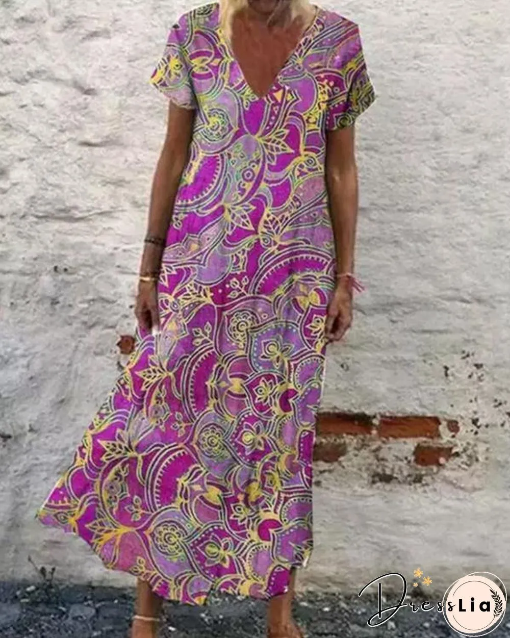 Boho Floral Cotton Maxi Dress