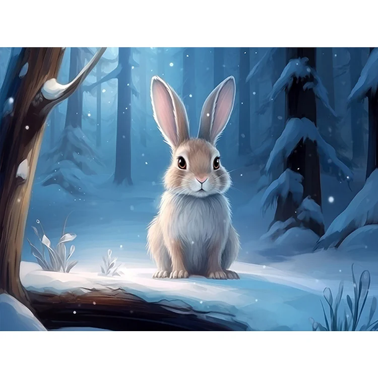 Snow Animal Rabbit 40*30CM (Canvas) Full Round Drill Diamond Painting gbfke