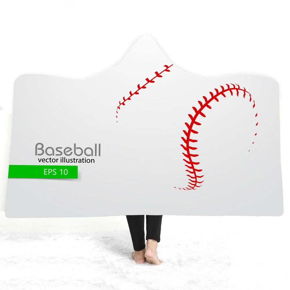 Hooded Blanket 3D Printed Baseball For Home Sofa Sherpa Fleece Hoodie Blanket Microfiber Throw Blanket For Adults Drop Shipping