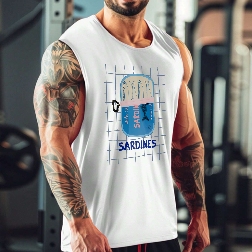 Unisex Casual Sardines Art Print Gym Tank Top