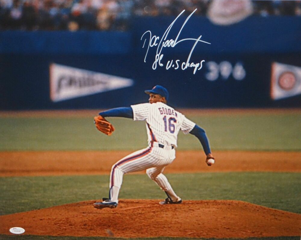 Doc Gooden Autographed 16x20 Horizontal Pitching Photo Poster painting- JSA W Authenticated