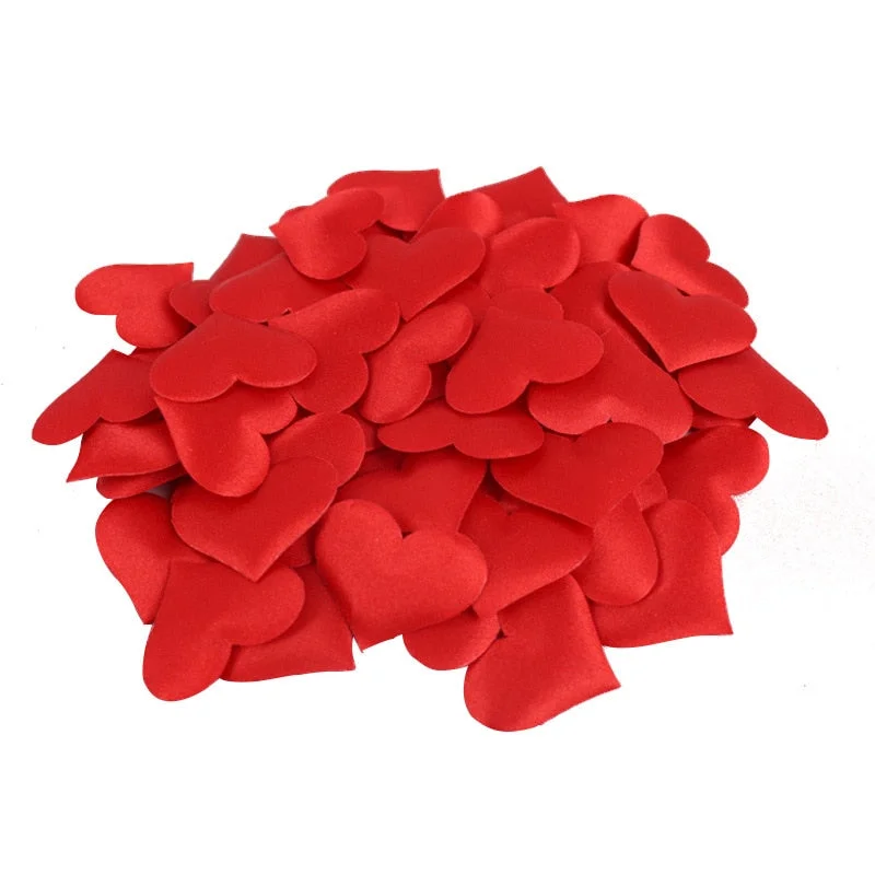 100Pcs 35mm Romantic Sponge Satin Fabric Heart Petals Wedding Confetti Table Bed Heart Petals Wedding Valentine Decoration