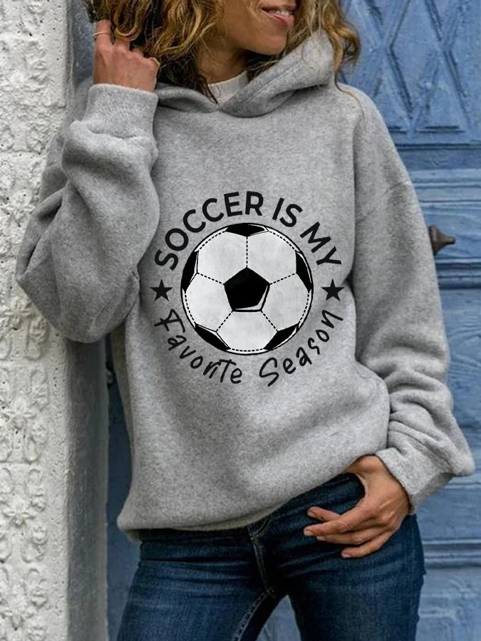 Women's Casual SOCCER IS MY FAVORITE SEASON Printed Hoodie