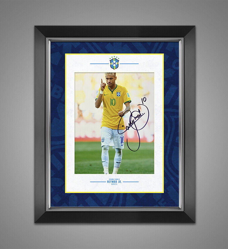 NEYMAR SIGNED & FRAMED 10X8 Photo Poster painting Brazil & PSG Genuine Signature AFTAL COA