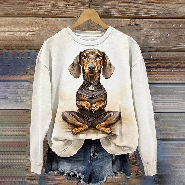 Wearshes Funny Dachshund Dog Art Design Print Casual Sweatshirt