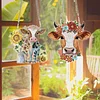 2pcs Cow 2D Flat DIY Diamond Painting Set Diamond Art Pendant Wall Door Decor