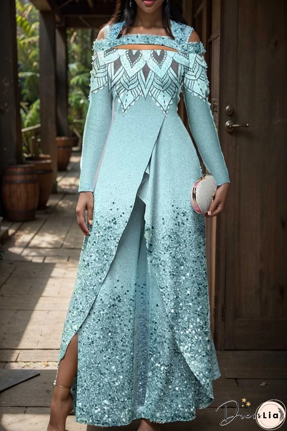 elegant gradient print off shoulder women s jumpsuit