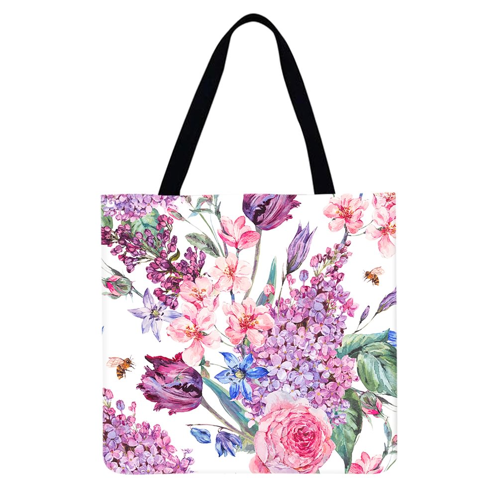 Linen Tote Bag - Flowers and plants