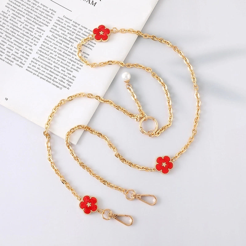 IG Style Sweet Minimalist Flower Metal Inlay Pearl Shell Mobile Phone Lanyard