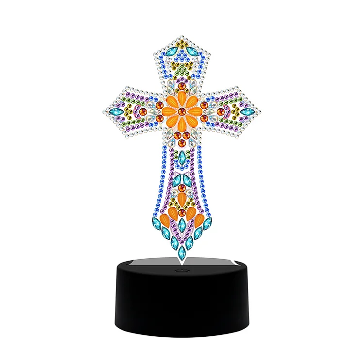 DIY Special Shaped Diamond Painting Cross LED Light Cross Stitch Embroidery