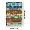 Hot Tub Rules  - Warning Vintage Metal Signs(12*16Inch)