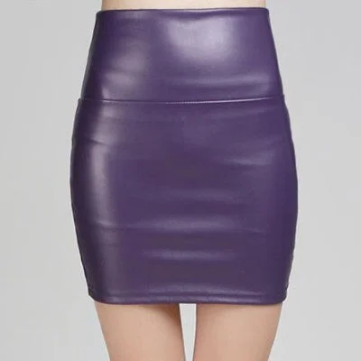 Mini Skirts Women Pencil Skirt Pu Leather High Waist Party Female Sexy Short Woman Bodycon Saias Feminina 20 Candy Colors Skirt