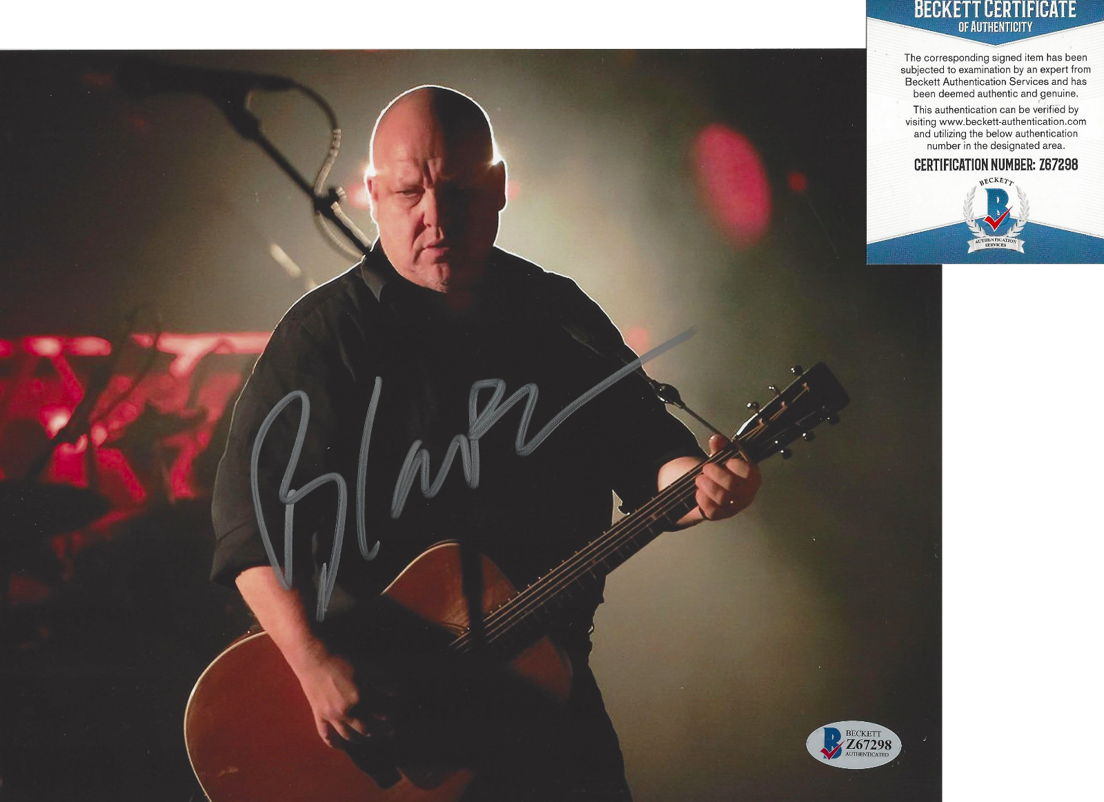 BLACK FRANCIS - THE PIXIES SINGER - SIGNED 8X10 Photo Poster painting FRANK BECKETT COA BAS