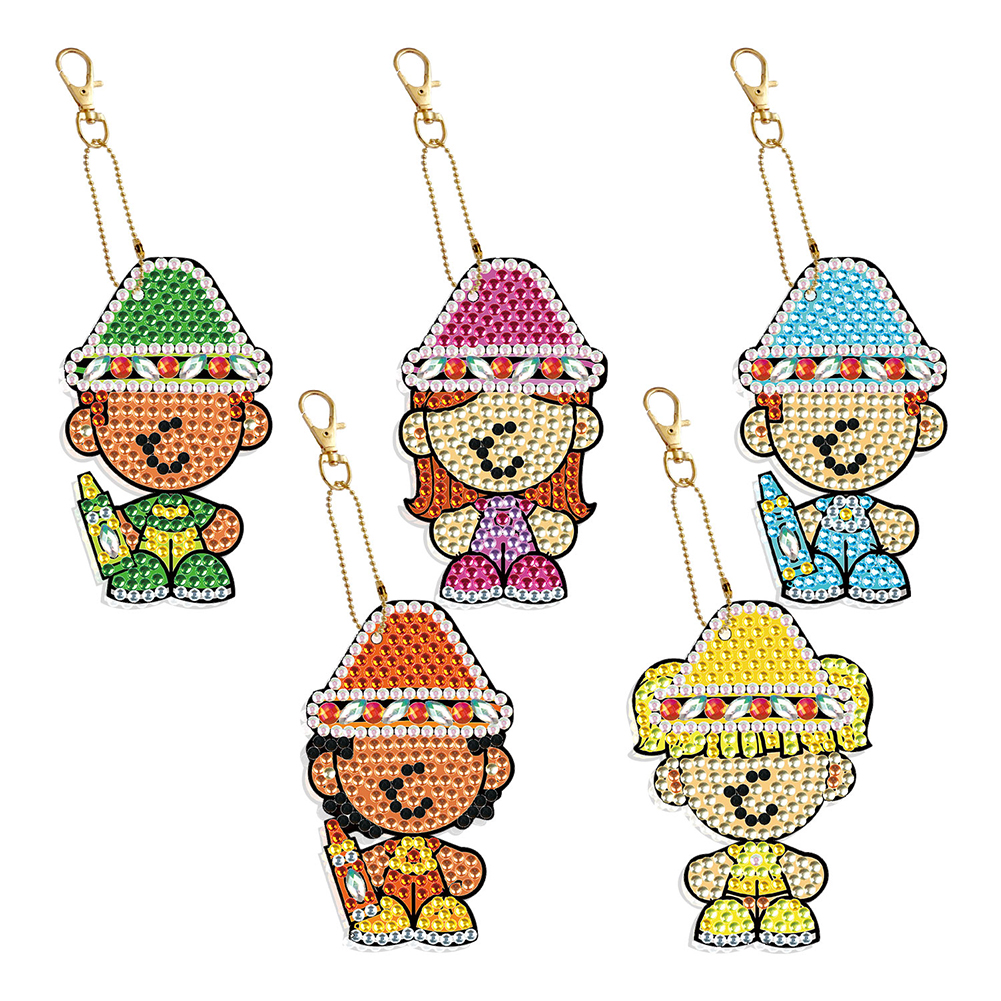 

5pcs Kid Double Sided - 5D DIY Craft Keychain, 501 Original