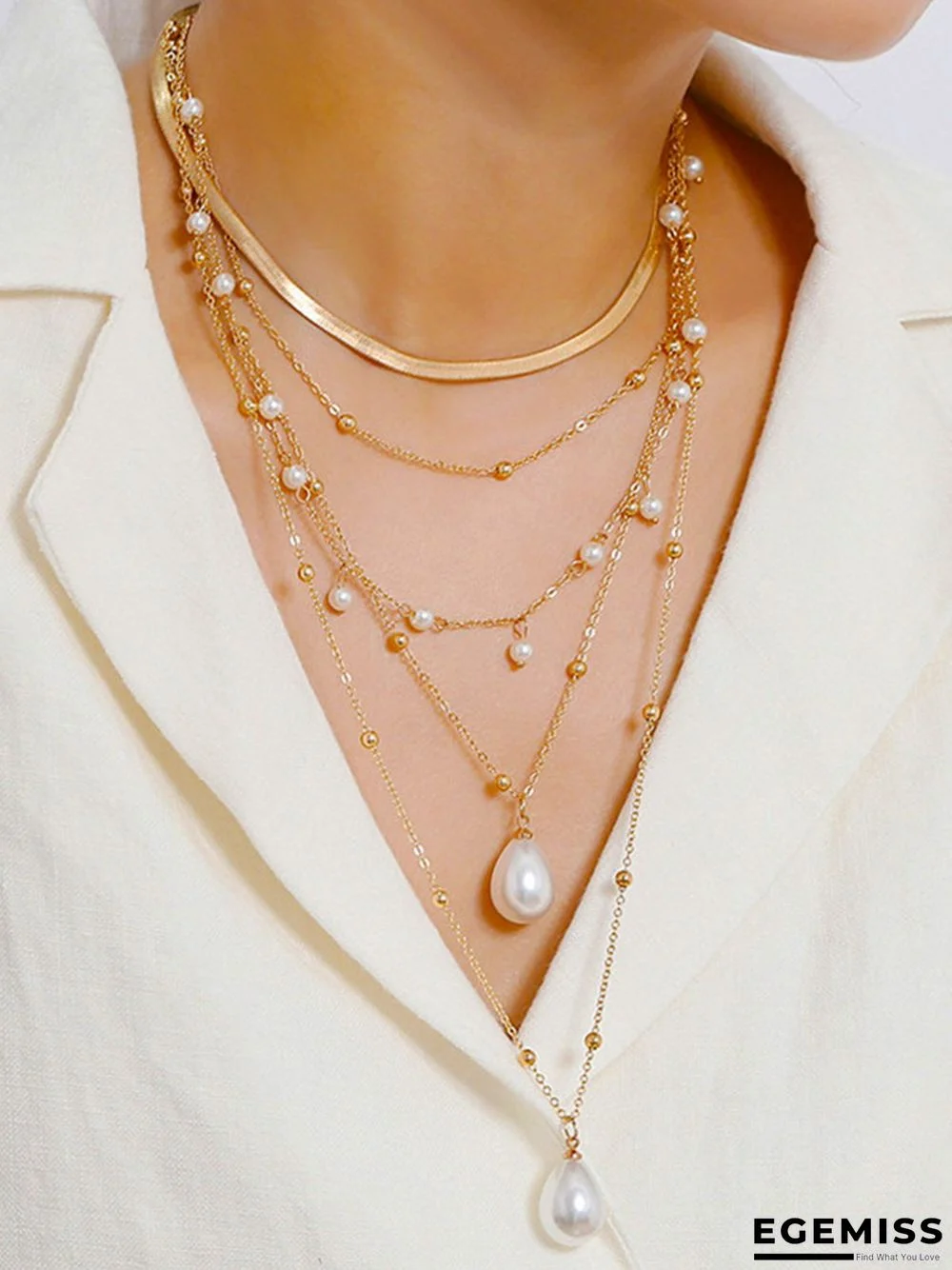 Resort Style Beach Pearl Multilayer Necklace | EGEMISS