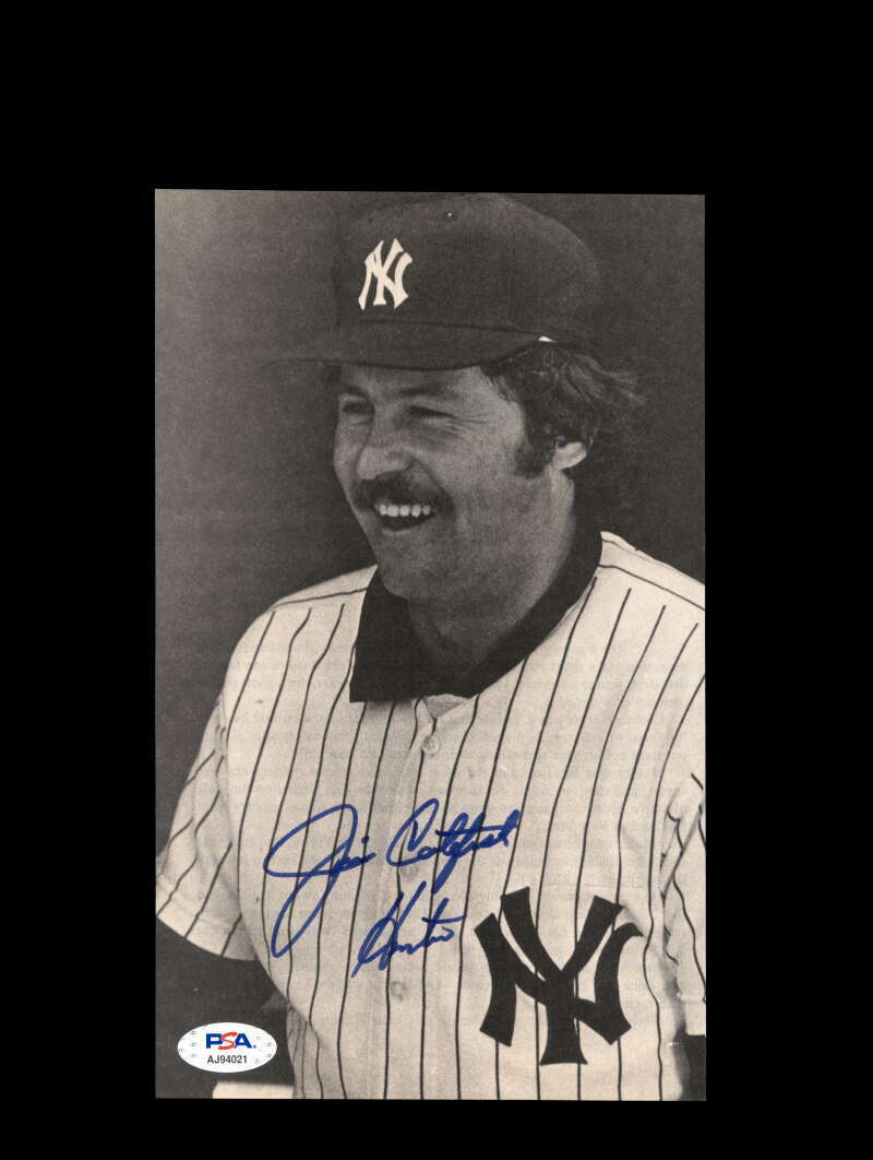 Jim Catfish Hunter PSA DNA Coa Signed 9x6 Photo Poster painting Yankees Autograph