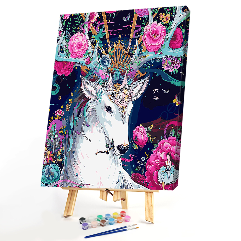 

40*50CM Paint By Numbers-Flower Deer, 501 Original