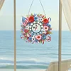 (US Only)2D Flat DIY Wreath 5D Hanging Clock Art Craft for Living Room Decoration