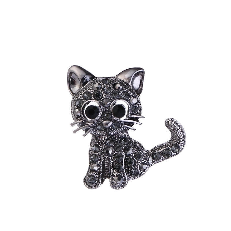 Cute Pin Cat Alloy Plating Inlay Zircon Unisex Brooches