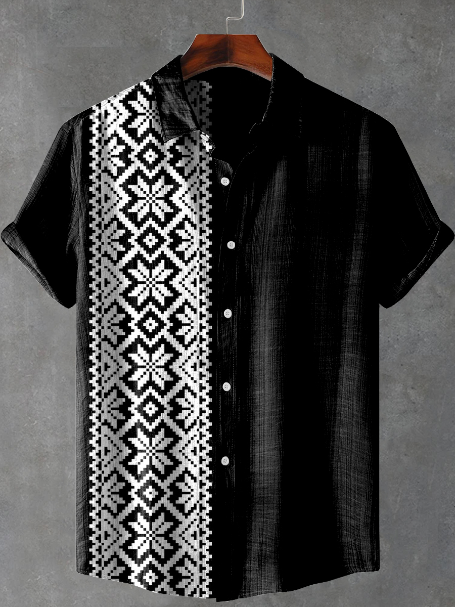 Bohemian Stripes Art Print Casual 100% Cotton Shirt